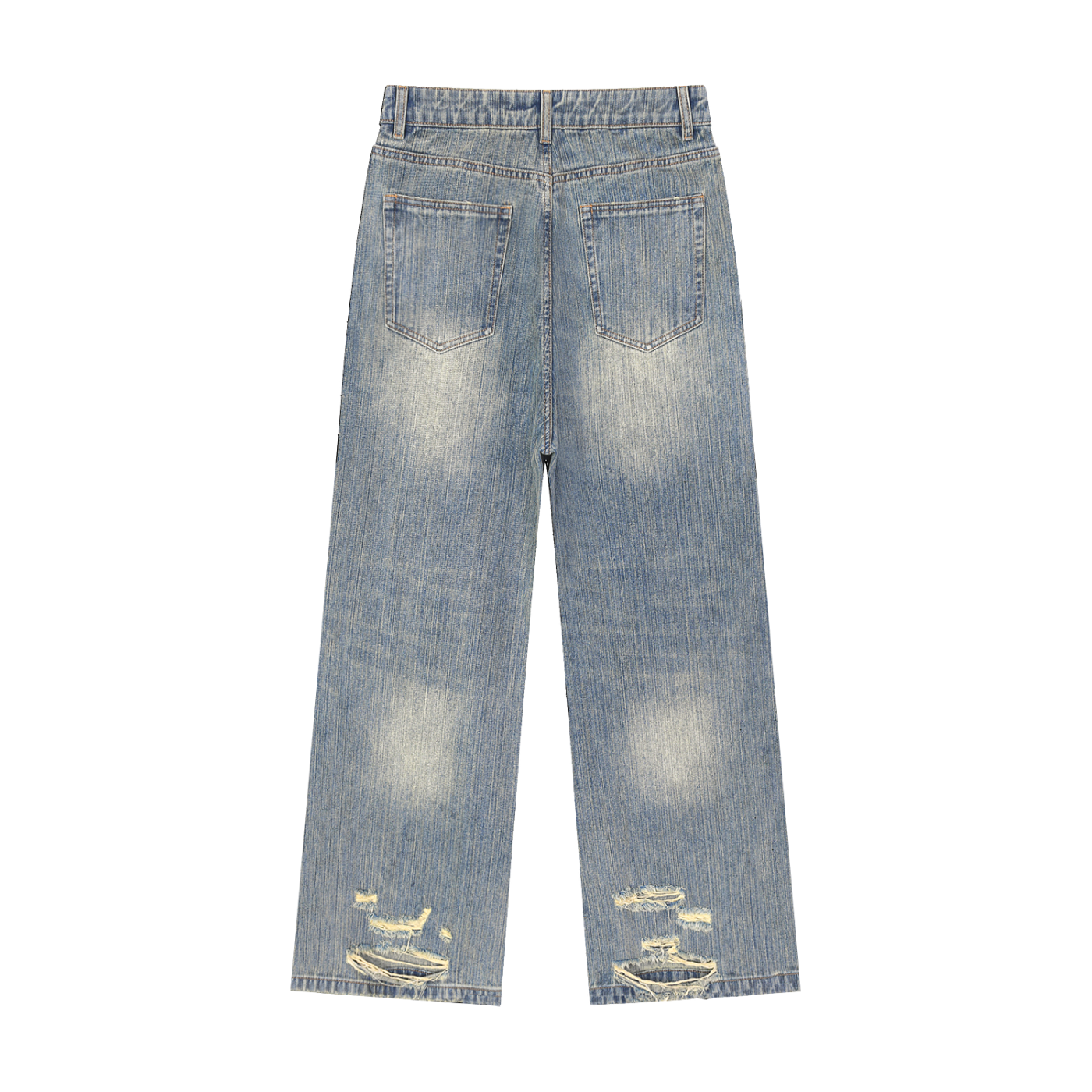 BECKEN Medium wash distressed bootcut jeans