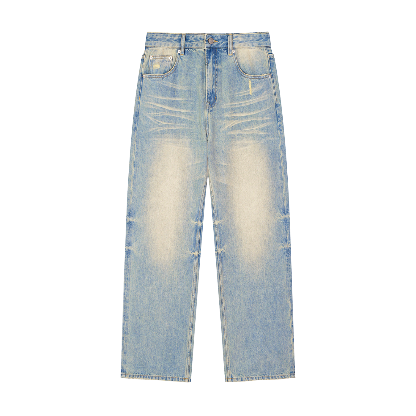 BECKEN Light wash distressed bootcut jeans